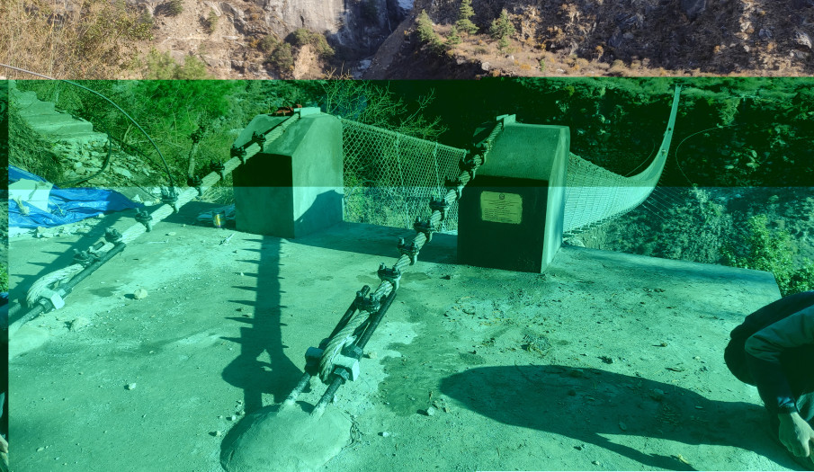 Gapsa Khola Trail bridge, 247 m Span (D-Type)
